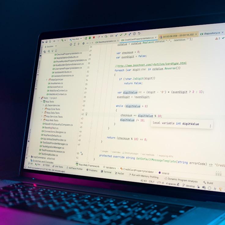 Mobile app project planning workspace with devices and development tools